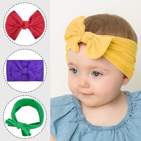28 st Baby Flickor Hårband med Rosetter Nylon Hårbåge Elastiska Newbo