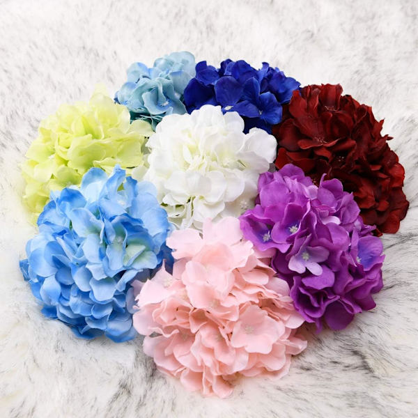 10 stk. lyserøde hortensia silkehovedpose elfenbenshvid fuld hortensia