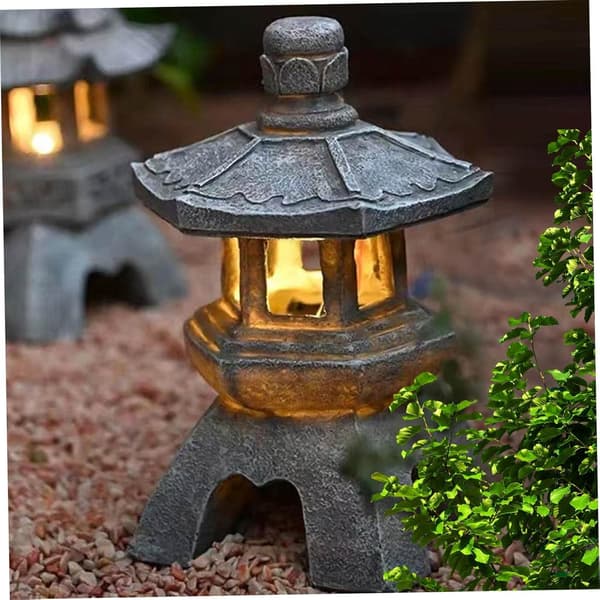 Solcelled Pagode Lanterne Udendørs Lamper Japansk Stil Lanterne Have