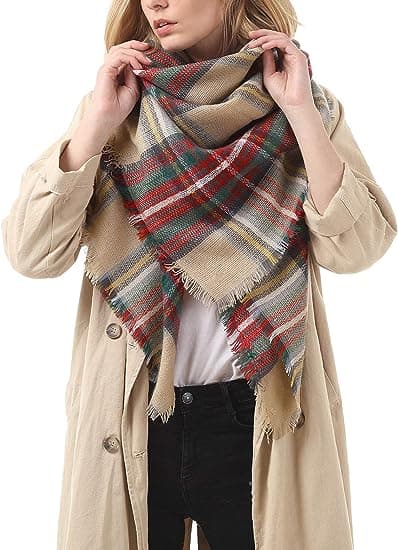 Dames Efterår og Vinter Sjal Klassisk Tassel Plaid Sjal Varmt S