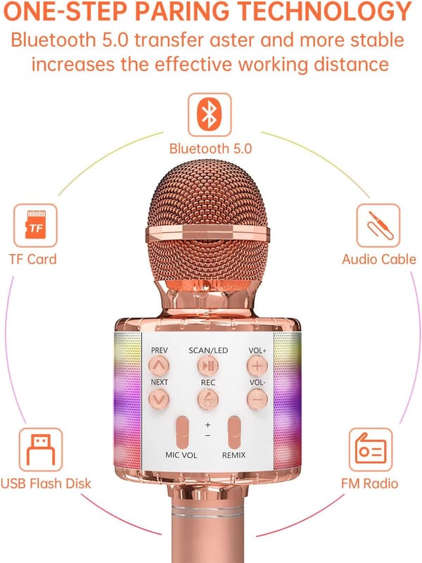 Karaokemikrofoni lapsille, langaton Bluetooth-mikrofoni wi