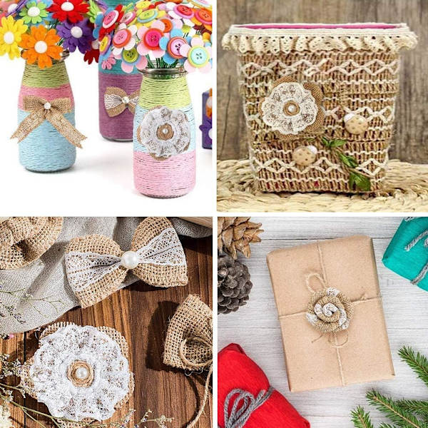 24 stycken säckvävsflugor DIY Jutefluga Retro Säckvävsfluga