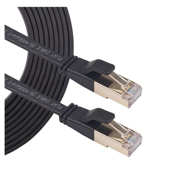 2 stk. Sort CAT 8 Ethernet Kabel, 0,4ft Højhastighed 40Gbps 2000MHz