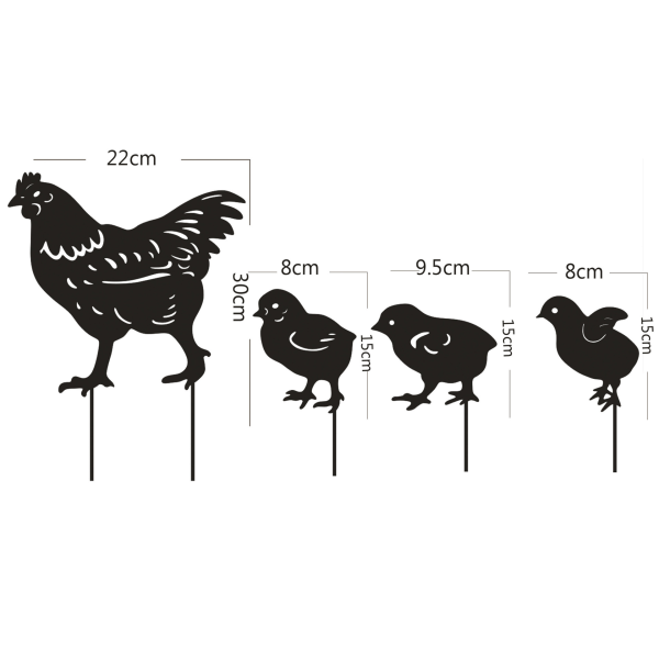 Metal 4 Patio Chicken Garden Metal Post, Hollow Garden Animal Orn
