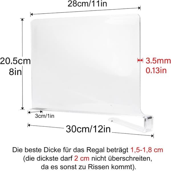Set med 2 Hylldelare, Akrylhylldelare Skåpsdelare, C