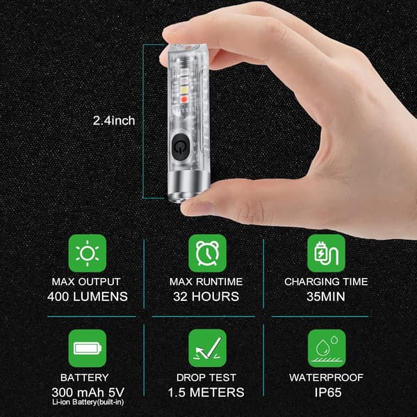 Mini avaimenperävalo tehokas LED-taskulamppu tyypin C latautuva taskulamppu