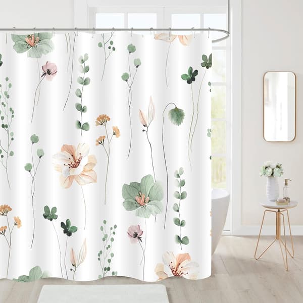 Vannfarge Blomster Dusjforheng, Salviegrønn Beige Blomst Dusj