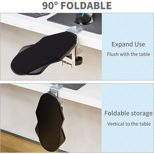 Ergonomiskt Armstöd för Skrivbord, 180° Rotationsbart Handledsstöd, E