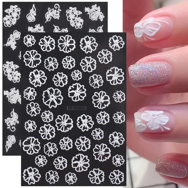 Kynsilakat, 3D-kynsilakat, 3 pakkausta kukkakynsilakoja, DIY