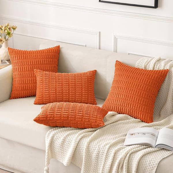 Pakke med 2 Dekorative Efterårs Orange Pudebetræk 18x18 Tommer S