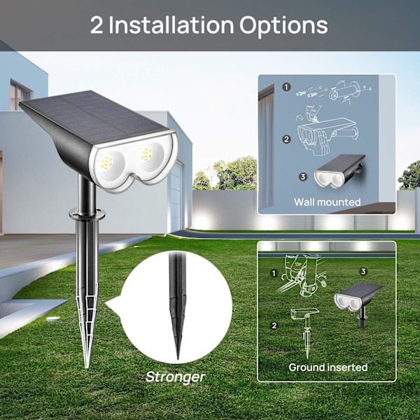 Udendørs Solcelle Spotlight, IP67 Vandafvisende LED Solcellelys, 650LM D