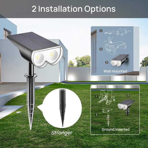 Utendørs solcelle-spotlight, IP67 vanntett LED-solcellelys, 650L