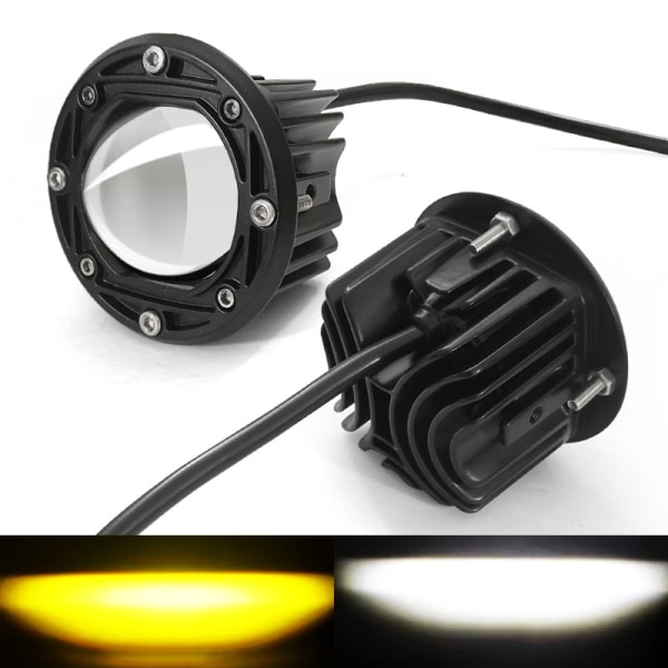 2 stk 30W gule/hvite LED-bilspotlights 3\" 8D to-farge front ba