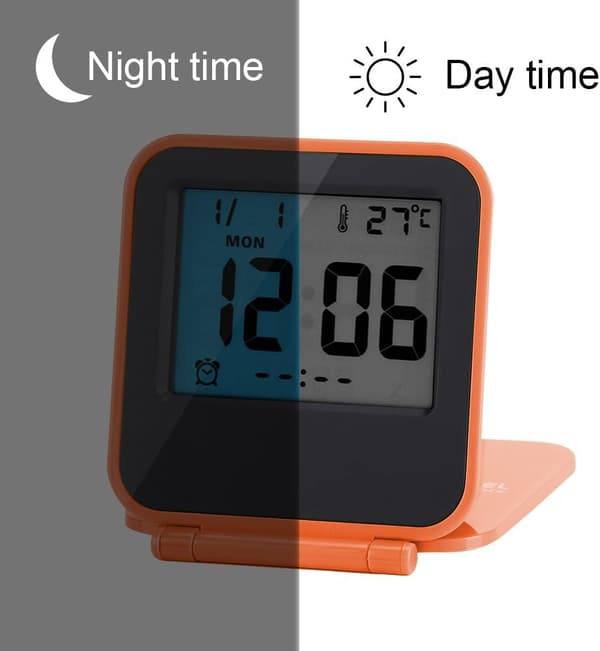Mini Multifunksjonell Foldbar Digital Vekkerklokke LED Klokka Porta