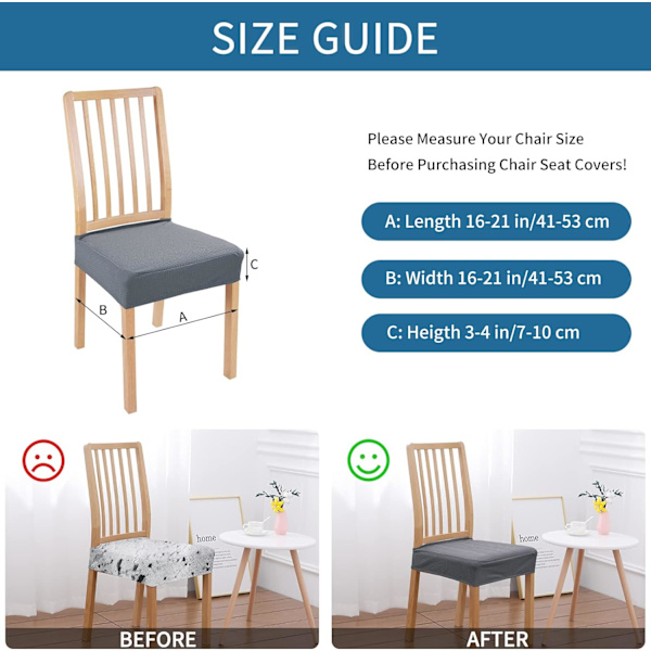 Vanntett Stolseter for Spisestuestoler, Sett med 2, Stretch J