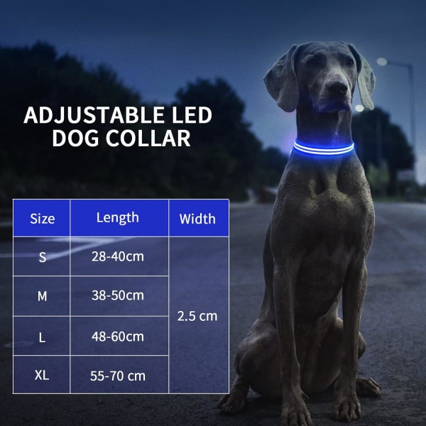Uppladdningsbart LED-halsband självlysande hundhalsband 100 % vattentätt F