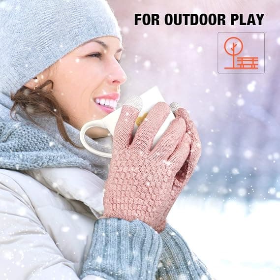4 Par Dame Vinter Touchscreen Handsker Varme Fleeceforet Strik