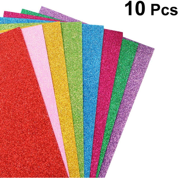 10 st Glitter Foam Sheets Eva Foam Färgglada Svamppapper Hantverk F