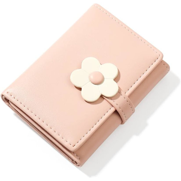 Pink, Pige & Kvinder Tegnebog Tri-Foldet Blomster Tegnebog Kontanter Lomme flo
