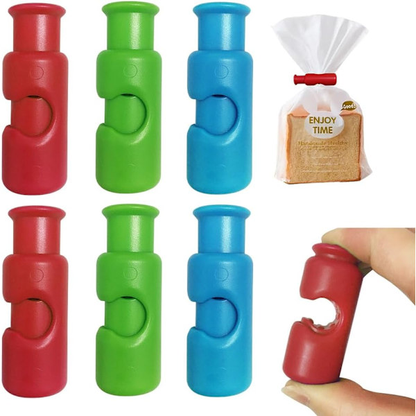 Klemme til poser, klemme til forsegling af snackbrød, klemme til brødposer med klemme og lås til fødevareopbevaring, 6 stk. klemme til plastikposer
