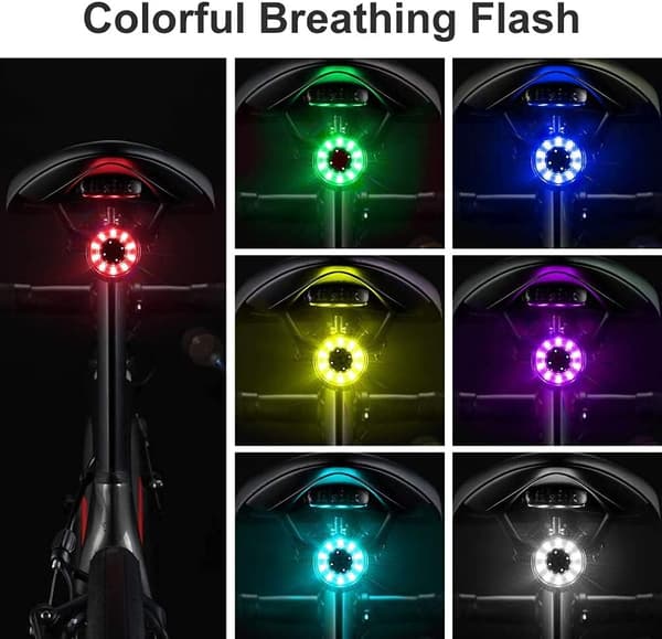 Smart Sykkellys Bak, USB Ladbar Baklys, LED Bak