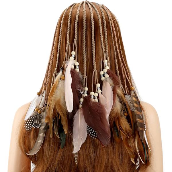 6 Stykker Fjær Hårklipp for Kvinner, Bohemian Hippie Hår Barre