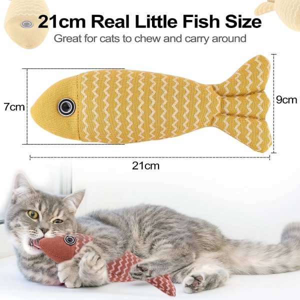 3 stycken katt leksaker, katt leksak med kattmynta, fisk kattmynta, interaktiv F