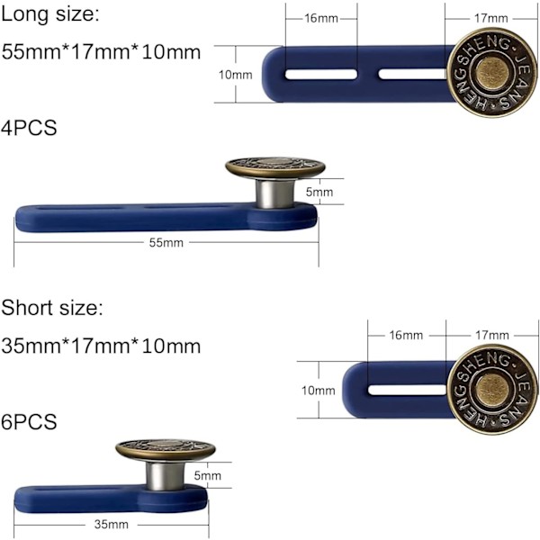 10-pakks bukse-knappelengder, elastiske knappelengder, justerbare