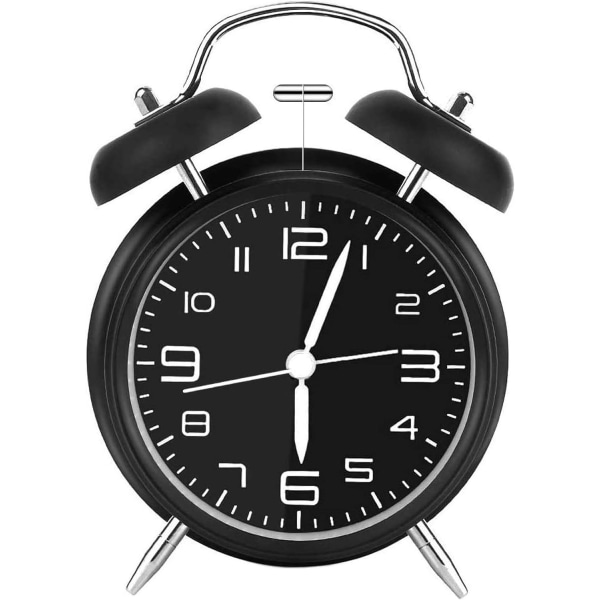 Dubbelklocka Retro Väckarklocka, Analog Tyst Alarm Cl