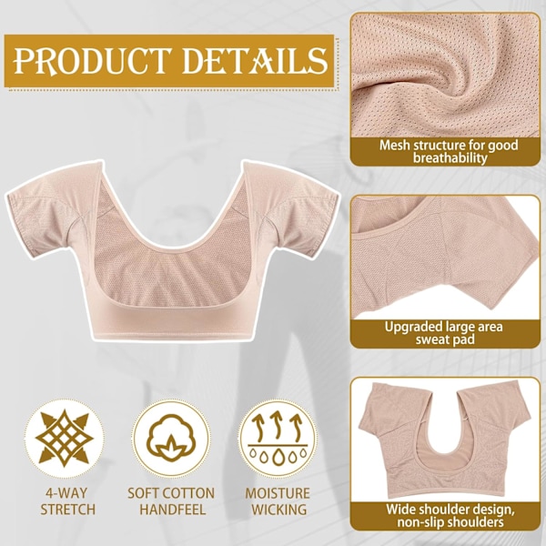 3 st underarm svett väst underarm svett pads andningsbara svett skydd för under armarna svett bevis tvättbar svett skydd S
