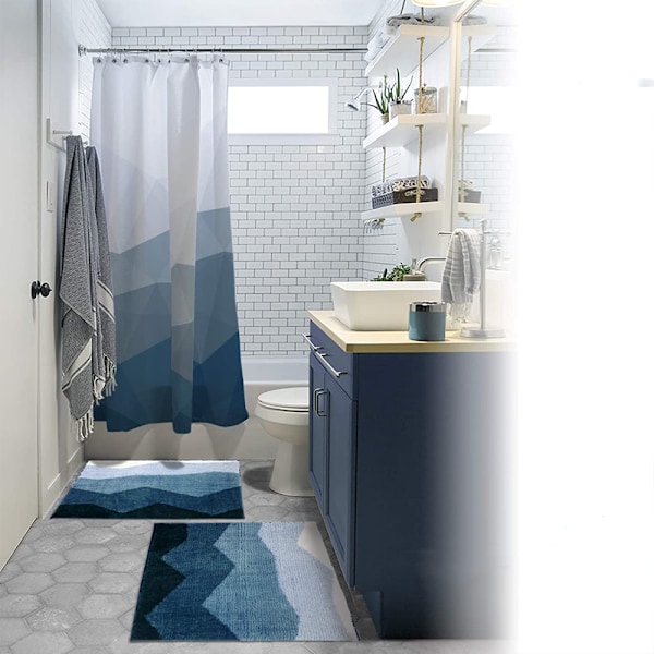 Designer Duschdraperi, Populär Duschdraperi, Ombre Blå Tyg