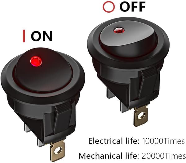 8 stk LED Vippebrytere, Interuptor 12v for Bil DC 12V 20A på/av