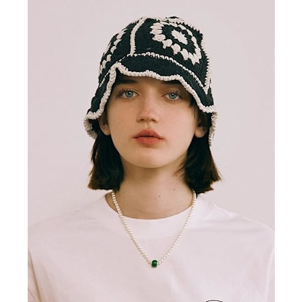 Virkad Bucket Hat för Kvinnor Handgjord Vikbar Floppy Be DXGHC