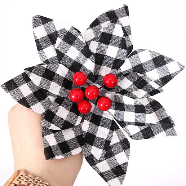 6 stykker tartan juleblomster julepynt jul