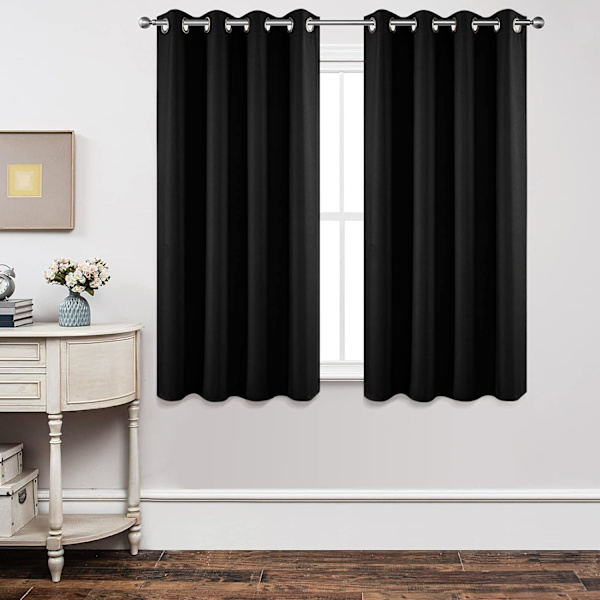 Mörkläggningsgardiner 63 tum längd 2 paneler set, termiskt isolerade långa gardiner & Drapes 2 Burg, rum mörkläggande öljett Cu