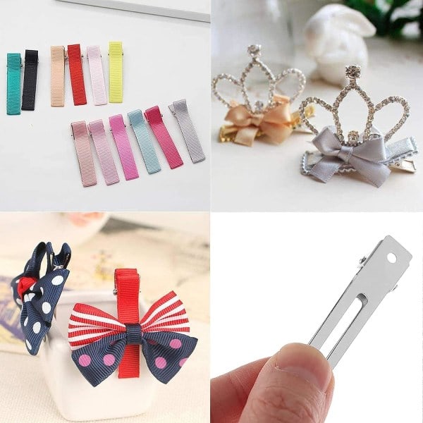 50 förpackningar DIY Curl Clips, Frisör Dubbla Prong Curl Silver Metall Alligator Clips Metall Krokodil Alligator Hårklämmor för Salo