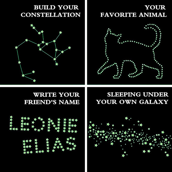 (452 stk, Grøn) Glow in The Dark Stars Wall Stickers, Glowing Stars for Ceiling and Wall Decals, 3D Glowing Stars,Exclud