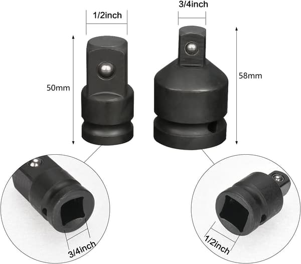 Sæt med 6 Sokkelnøgleadaptere Reducere til 1/4\", 3/8\", 1/2\", 3/4\"