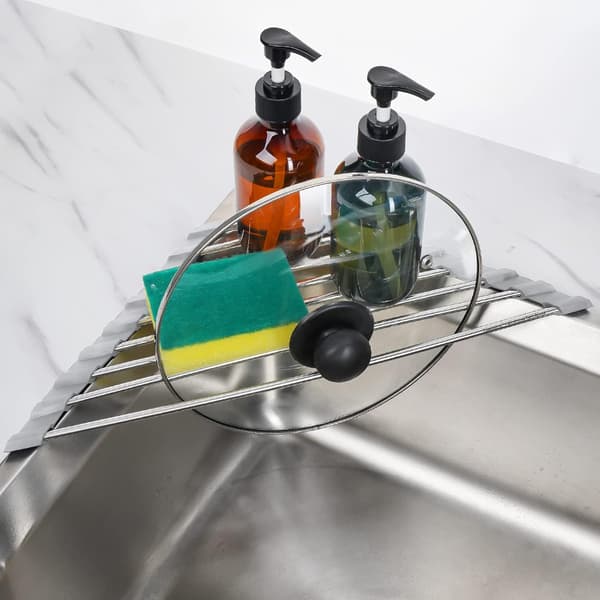 Triangelformad Rullbar Dish Drying Rack för Hörn av Diskho, Liten och Vikbar