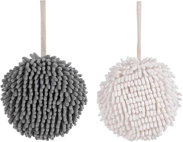 2-pack Hängande Handdukar, Runda Chenille Handdukar, Söta Super Mjuka
