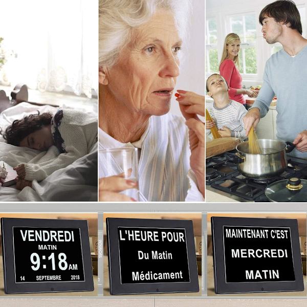 8\" LCD Digital Kalenderklocka med Datum, Kalenderklocka med Datum