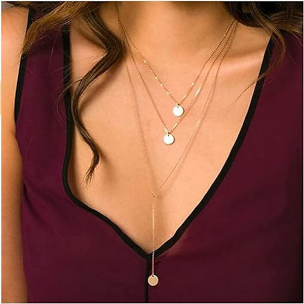 Modelagerat Långt Halsband Myntberlock Halsband Kedja Charm