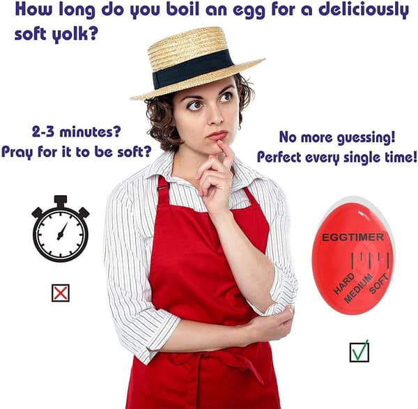 Kjøkken Egg Timer, 2 stk. Kok Myk, Medium eller Hard Fargeendring
