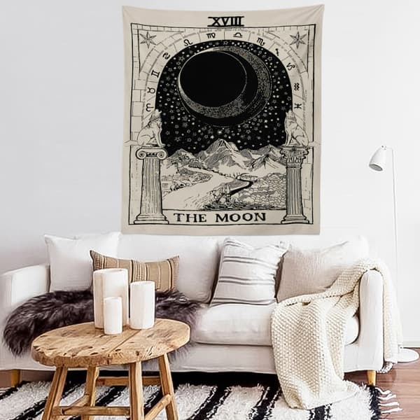 Seinälle ripustettava tarot-tyylinen seinävaate taika kuu vuodevaate suuri t