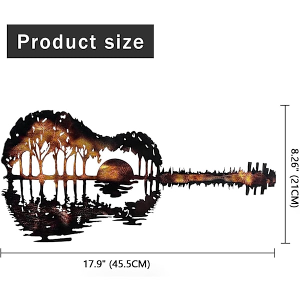 17\"X 8\" Dusk Sunset Gitarr Metall Väggkonst Bar Matrum Musikstudio Dekoration Hem Vardagsrum Sovrum Väggskulptur Dec