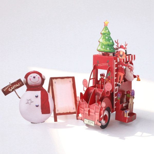 Christmas Greeting Card Creativity Christmas Flower Cart 3D Hollo