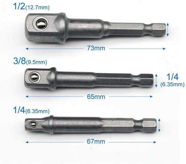 8 stk. 1/4\" 3/8\" 1/2\" Magnetisk Bitsholder Skruetrækker Forlænger