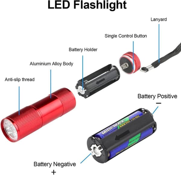 4 kpl LED-taskulamppua, mukana mini taskulamppu, vedenkestävä taskulamppu K:lle