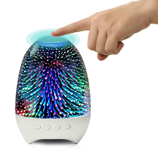 Bluetooth-högtalare som lyser i mörkret, 3D-glas touch-kontroll nattlampa