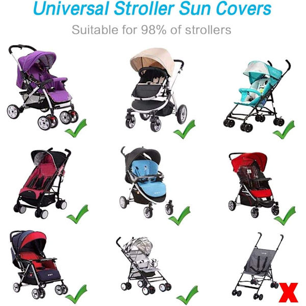 Universell Vagn Solskydd Anti-UV UPF50+ Huva Justerbar